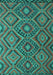 Machine Washable Southwestern Turquoise Country Area Rugs, wshcon844turq