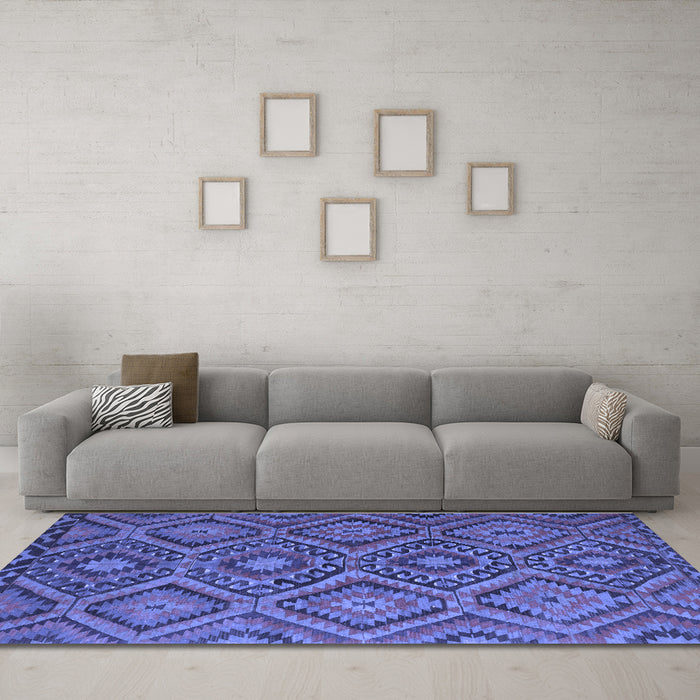 Machine Washable Southwestern Blue Country Rug in a Living Room, wshcon844blu