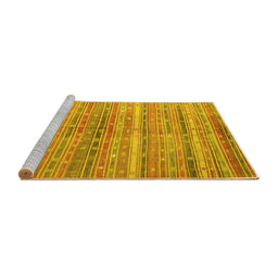Sideview of Machine Washable Southwestern Yellow Country Rug, wshcon845yw