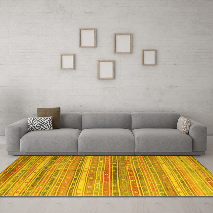 Machine Washable Southwestern Yellow Country Rug in a Living Room, wshcon845yw
