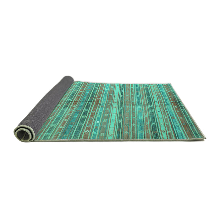 Sideview of Southwestern Turquoise Country Rug, con845turq