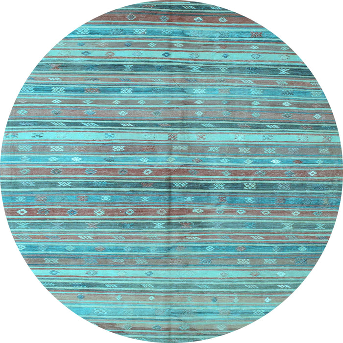 Round Southwestern Light Blue Country Rug, con845lblu