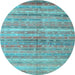 Round Southwestern Light Blue Country Rug, con845lblu