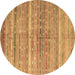 Round Southwestern Brown Country Rug, con845brn