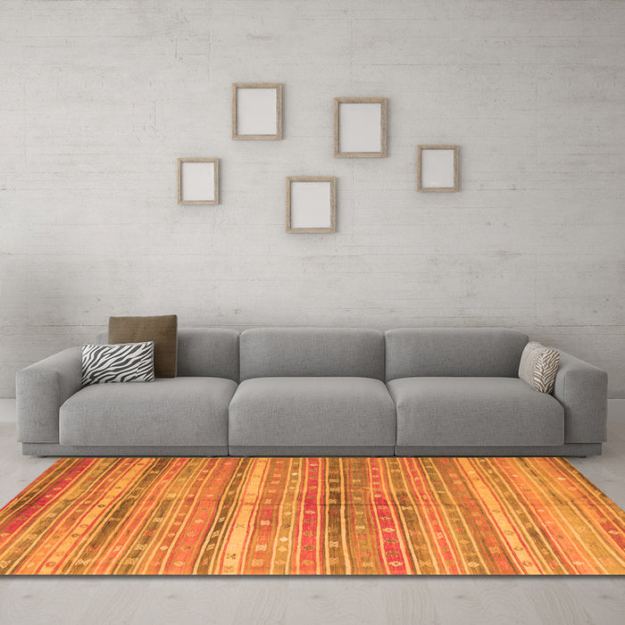 Machine Washable Southwestern Orange Country Area Rugs in a Living Room, wshcon845org