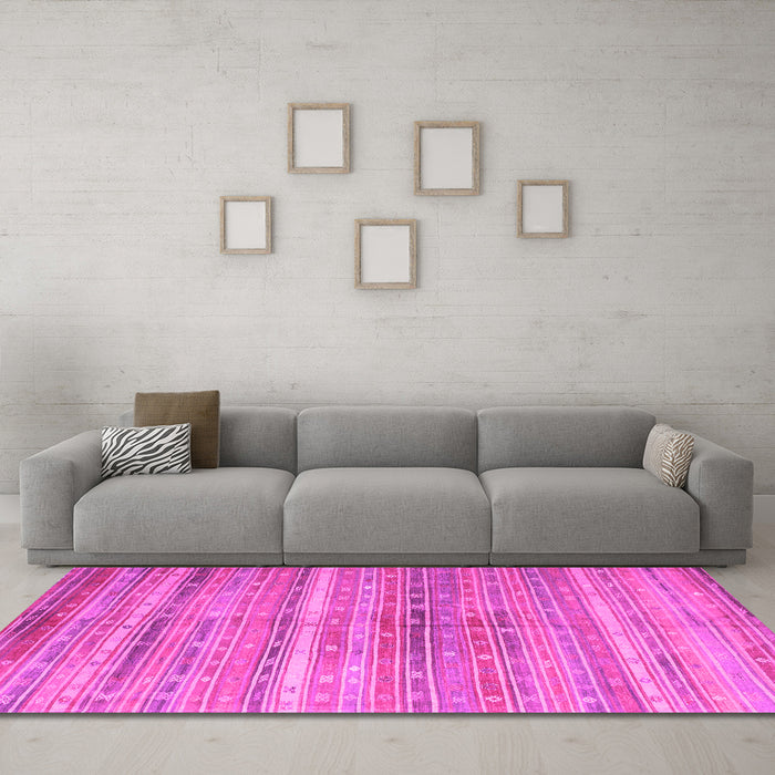 Machine Washable Southwestern Pink Country Rug in a Living Room, wshcon845pnk