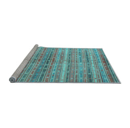 Sideview of Machine Washable Southwestern Light Blue Country Rug, wshcon845lblu