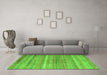 Machine Washable Southwestern Green Country Area Rugs in a Living Room,, wshcon845grn