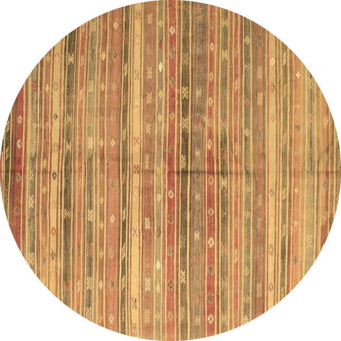 Round Machine Washable Southwestern Brown Country Rug, wshcon845brn