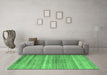 Machine Washable Southwestern Emerald Green Country Area Rugs in a Living Room,, wshcon845emgrn