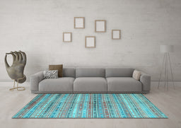 Machine Washable Southwestern Light Blue Country Rug in a Living Room, wshcon845lblu