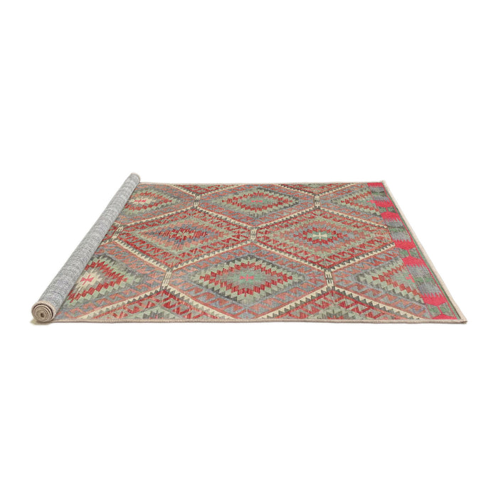 Serging Thickness of Machine Washable Contemporary Light French Beige Brown Rug, wshcon846