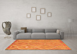 Machine Washable Southwestern Orange Country Area Rugs in a Living Room, wshcon846org