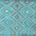 Square Machine Washable Southwestern Light Blue Country Rug, wshcon846lblu