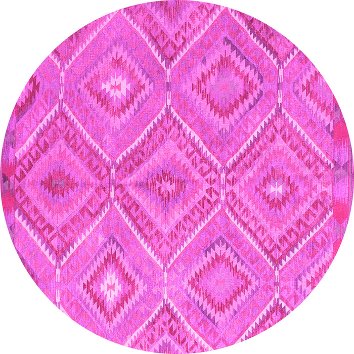 Round Machine Washable Southwestern Pink Country Rug, wshcon846pnk