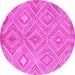 Round Machine Washable Southwestern Pink Country Rug, wshcon846pnk