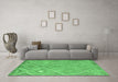 Machine Washable Southwestern Emerald Green Country Area Rugs in a Living Room,, wshcon846emgrn