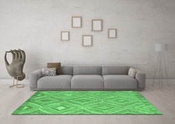 Machine Washable Southwestern Emerald Green Country Area Rugs in a Living Room,, wshcon846emgrn