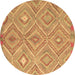 Round Machine Washable Southwestern Brown Country Rug, wshcon846brn