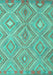 Machine Washable Southwestern Turquoise Country Area Rugs, wshcon846turq