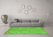 Machine Washable Southwestern Green Country Area Rugs in a Living Room,, wshcon846grn