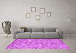 Machine Washable Southwestern Purple Country Area Rugs in a Living Room, wshcon846pur