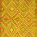 Square Machine Washable Southwestern Yellow Country Rug, wshcon846yw