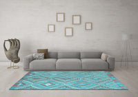 Machine Washable Southwestern Light Blue Country Rug, wshcon846lblu