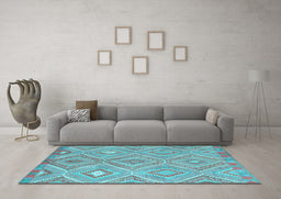 Machine Washable Southwestern Light Blue Country Rug in a Living Room, wshcon846lblu