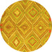 Round Machine Washable Southwestern Yellow Country Rug, wshcon846yw