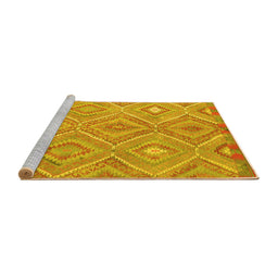 Sideview of Machine Washable Southwestern Yellow Country Rug, wshcon846yw