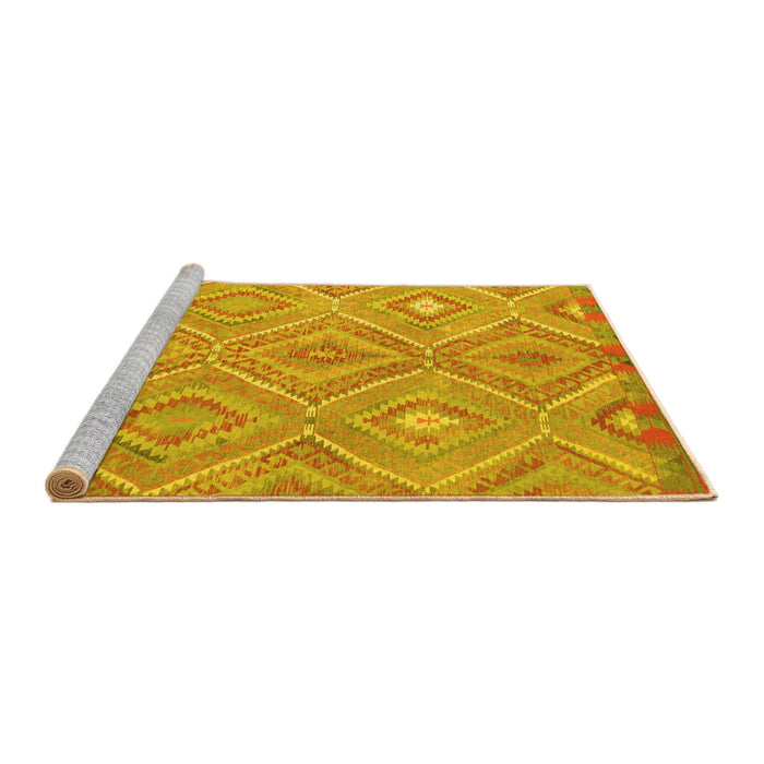 Sideview of Machine Washable Southwestern Yellow Country Rug, wshcon846yw