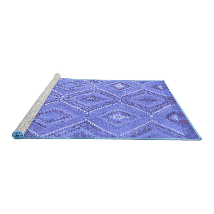 Sideview of Machine Washable Southwestern Blue Country Rug, wshcon846blu