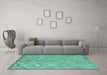 Machine Washable Southwestern Turquoise Country Area Rugs in a Living Room,, wshcon846turq