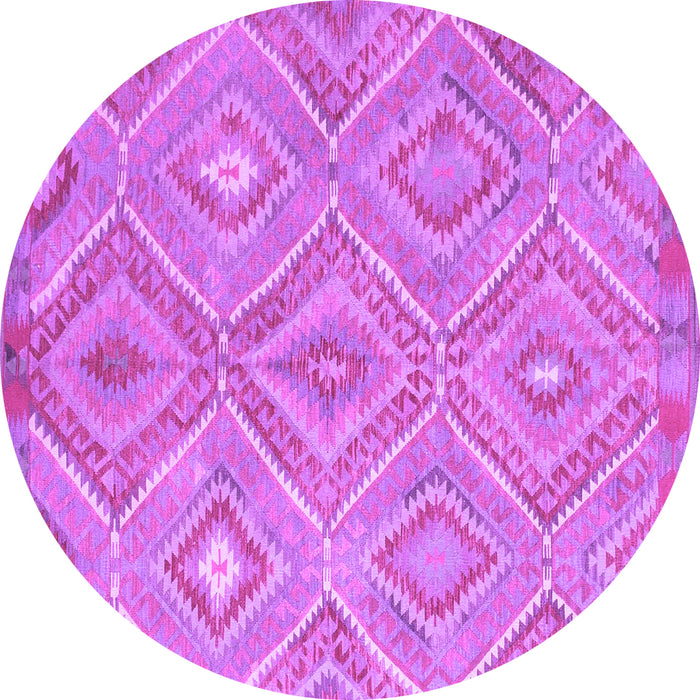 Round Machine Washable Southwestern Purple Country Area Rugs, wshcon846pur