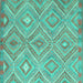 Square Southwestern Turquoise Country Rug, con846turq