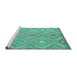 Sideview of Machine Washable Southwestern Turquoise Country Area Rugs, wshcon846turq