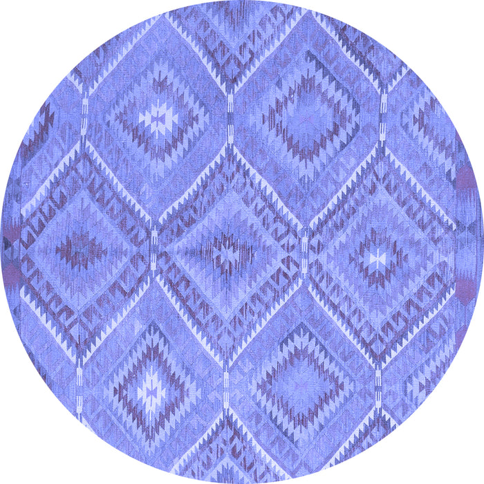 Round Machine Washable Southwestern Blue Country Rug, wshcon846blu