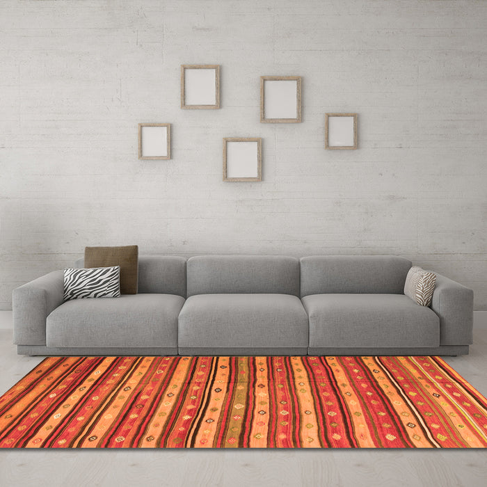 Machine Washable Oriental Orange Traditional Area Rugs in a Living Room, wshcon847org