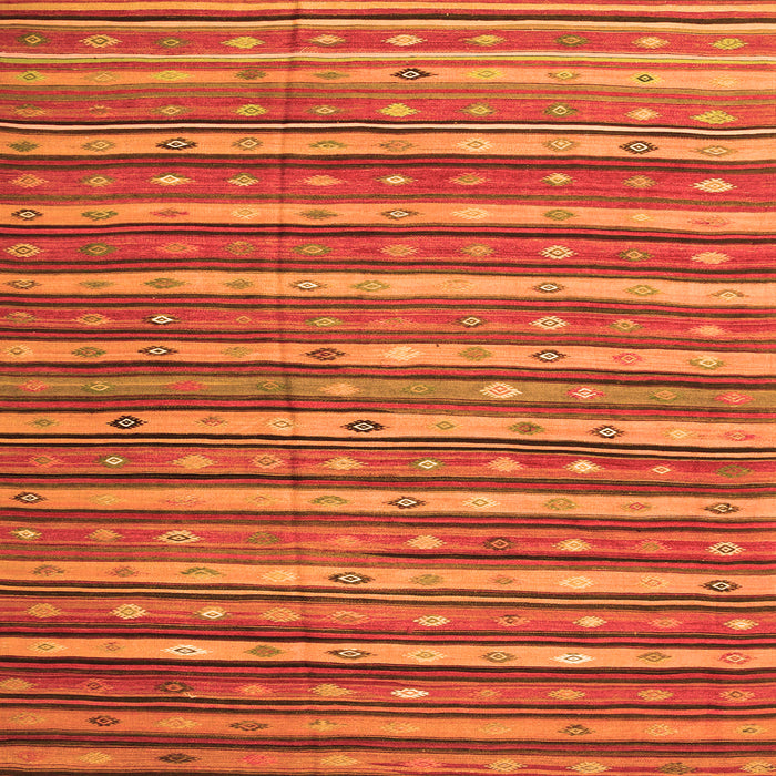 Round Machine Washable Oriental Orange Traditional Area Rugs, wshcon847org