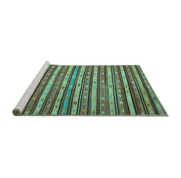 Sideview of Machine Washable Oriental Turquoise Traditional Area Rugs, wshcon847turq