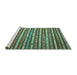 Sideview of Machine Washable Oriental Turquoise Traditional Area Rugs, wshcon847turq