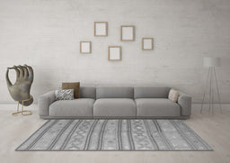 Machine Washable Abstract Gray Contemporary Rug in a Living Room,, wshcon848gry