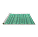Sideview of Machine Washable Abstract Turquoise Contemporary Area Rugs, wshcon848turq