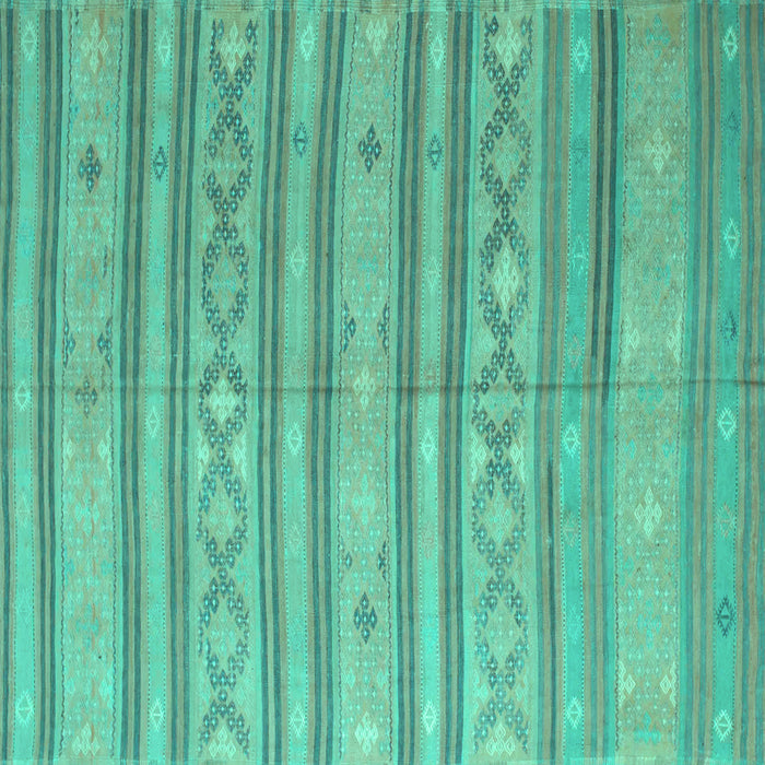 Square Abstract Turquoise Contemporary Rug, con848turq