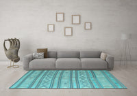 Machine Washable Abstract Light Blue Contemporary Rug, wshcon848lblu