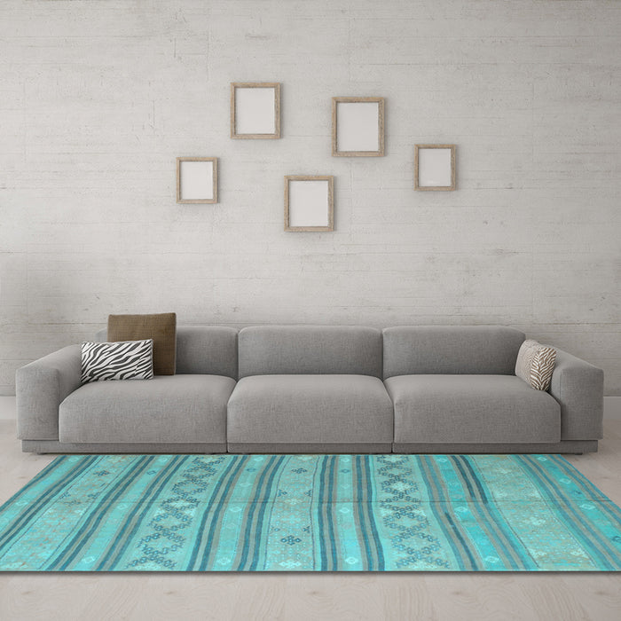 Machine Washable Abstract Light Blue Contemporary Rug in a Living Room, wshcon848lblu