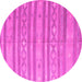 Round Abstract Pink Contemporary Rug, con848pnk