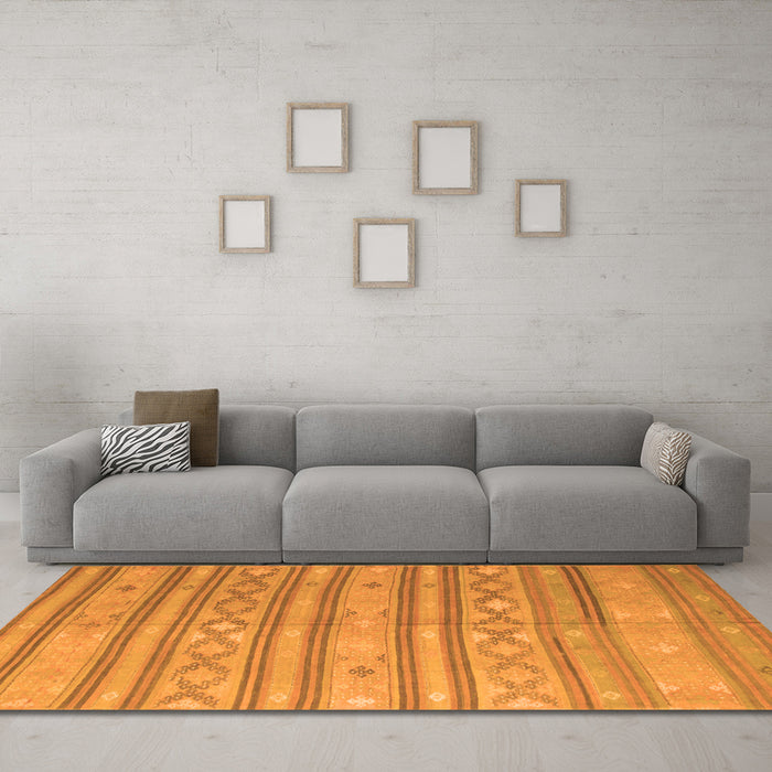 Machine Washable Abstract Orange Contemporary Area Rugs in a Living Room, wshcon848org