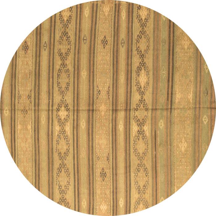 Round Abstract Brown Contemporary Rug, con848brn